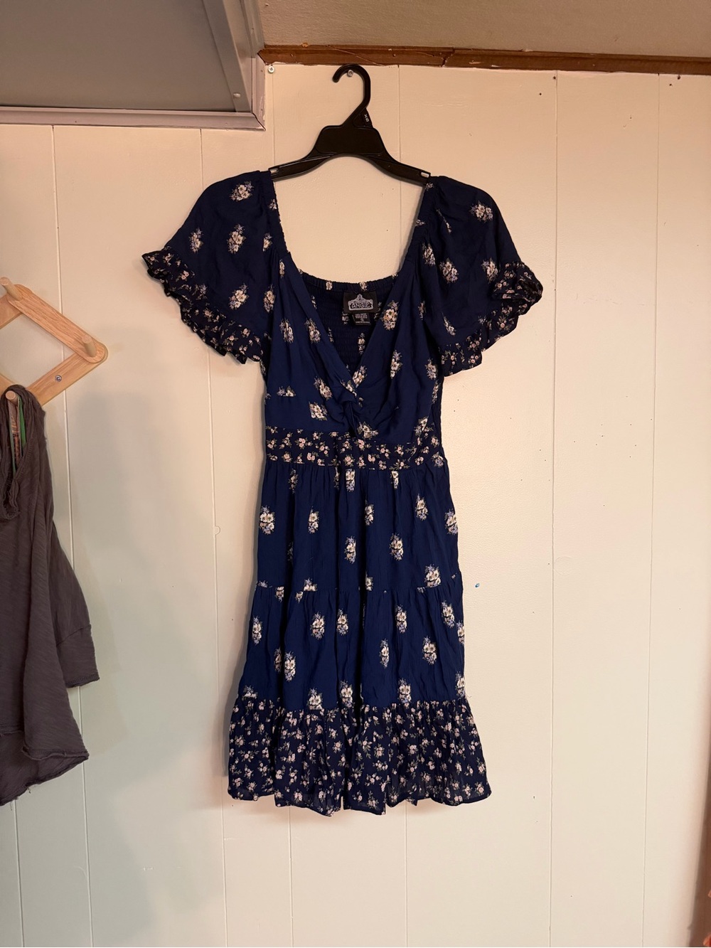 Angie Blue Floral mini V-Neck Dress